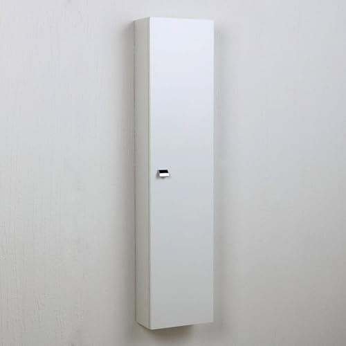 Kiamami Valentina - Colonna bagno sospesa bianca con un'anta e ripiani interni | Simply