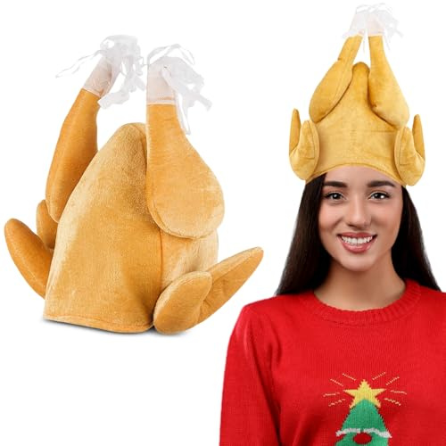 Cappello Tacchino per Natale – Berretto scherzoso a tema cappone – Accessorio comico per Secret Santa – Idea regalo – Copricapo buffo a tema pollo – Costume esilarante da indossare durante le feste