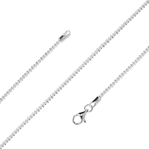 Avesano Halskette 925 Silber Kette Damen Popcornkette 1,8 mm 101081-0 | Silberkette Popcorn-Kette diamantiert in den Längen 40 42 45 50 60 70 cm verfügbar