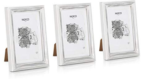 Casa Chic Marcos de Fotos, Marcos de Fotos Multiples de 21x16 cm, para Mesa y Pared, Casa u Oficina, Marco Fotos Posición Vertical/Horizontal, Hechos de Cristal y Madera para Póster
