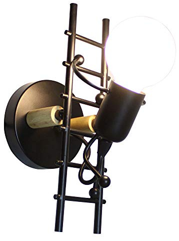 Wandleuchte für den Innenbereich, modern, industriell, E27, Vintage, Wandleuchte, Metall, Retro, LED, Kunst, Dekoration für Schlafzimmer, Flur, Restaurant, Küche Schwarz