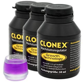 3X 50ml Set mit Gefäß von Tauro - Behältnis zum Eintauchen von Stecklingen (Wurzelhormon, Rooting Gel, Wurzelstimulator) (Clonex 3er Pack inkl. Behältnis)