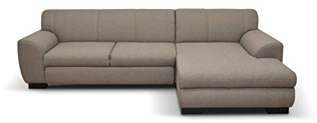 DOMO. collection Ecksofa Nika, Sofa in L-Form, Eckgarnitur, moderne Polsterecke, Eckcouch, 277 x 156 x 78 cm (BxTxH), braun | Longchair rechts im klassischen Design, elegante Polsterecke in L-Form mit Chromfuß, 277 x 156 x 78 cm (BxTxH)