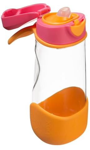 b.Box Sport-Trinkflasche mit Ausgießer, leicht zu greifen, auslaufsicherer Deckel, modernes und cooles Design, kippen und nippen, 450 ml