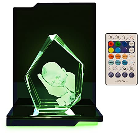 LOOXIS Personalisiertes 3D Laser-Foto vom eigenen Bild in Viamant-Glas gelasert –130 x 170 x 59 mm, Hologramm– Geschenkidee Männer, Frauen, Valentinstag, Hochzeitstag – Eisberg L, inkl. Leuchtsockel