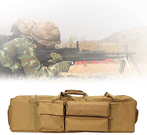 LSWKG Gewehrtasche 39 Inch für 2 Langwaffen Doppel Abschließbar Gewehrfutteral Auto Rucksack (Color : Khaki)