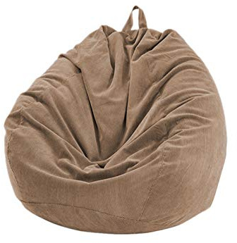 Kisbeibi Funda para silla de puf (sin relleno), lavable, ultra suave, resistente funda para puf (marrón, tamaño: 85 x 110 cm)