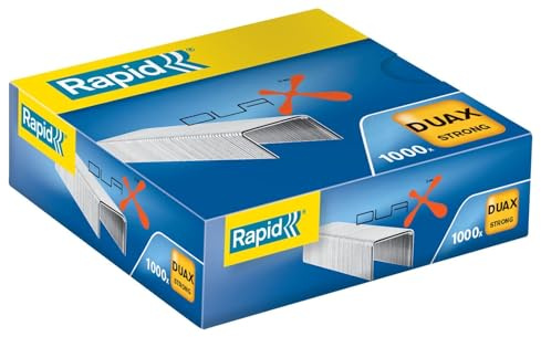 Rapid DUAX Heftklammern, 1000 Stück, Silber oder Grau, 12.7 mm, Binden von Papieren oder Dokumenten
