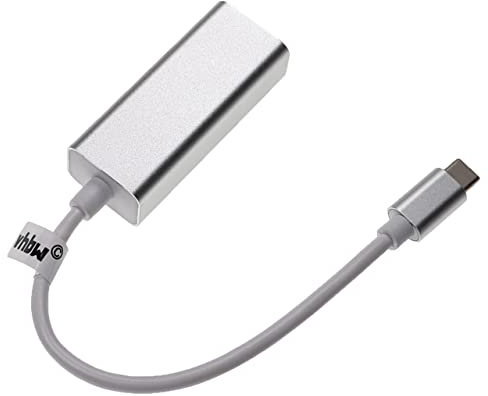 vhbw USB Typ C auf RJ45 Adapter für Notebook, Desktop-PC - Ethernet Adapter, Silber, Weiß