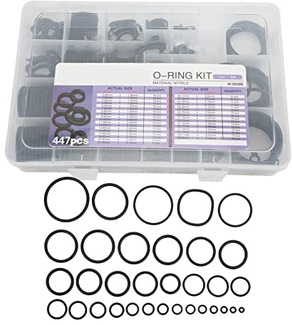 O-Ring-Dichtungssatz, 447-teiliges HNBR-Gummi-Klimaanlagendichtungs-Dichtungs-Universalsortiment für Rohrleitungsarmaturen