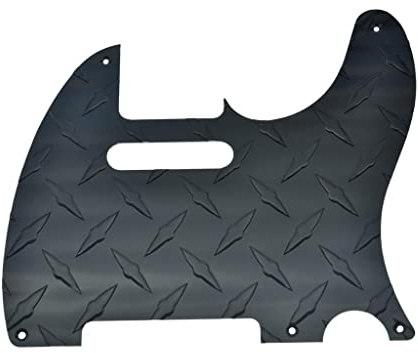 KAISH Premium Metal Diamond Plate Vintage 5 Hole Tele Pickguard Aluminum TL Scratch Plate for American/Mexican Fender Telecaster Black