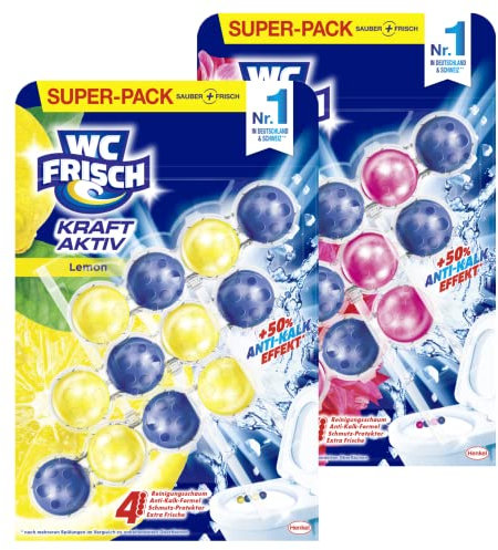 WC Frisch Kraft Aktiv Duftspüler Probier Set, 2 Sorten (2 x 150g), Lemon und Blüten-Frische
