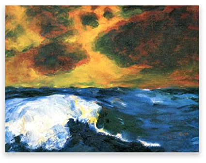 Berühmte Gemälde von Emil Nolde, Druck auf Leinwand. Reproduktion von Ölgemälden. Abstrakte Wandbilder auf Leinwand für Wohnzimmer (Meer (III)) 60 x 84 cm (23,6 x 33,1 Zoll), rahmenlos