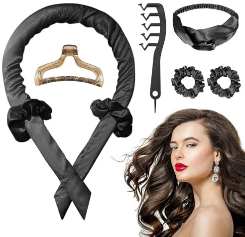 Locken Ohne Hitze,Lockenwickler Über Nacht, Overnight Heatless Curls Band, DIY Haarnudel Haare Locken Ohne Hitze Frisurenset, für langes mittleres Haar, Geschenk für Mädchen und Frauen (Schwarz)