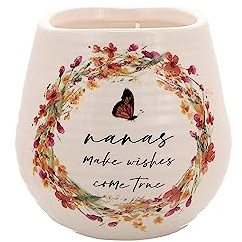 Pavilion Gift Company - Nanas Make Wishes Come True - 8-Ounce Ceramic Candle, Jasmine Scented Candle, Nana Gifts, Grandma Gifts, Birthday Gifts for Grandmother, 1 Count, Cream