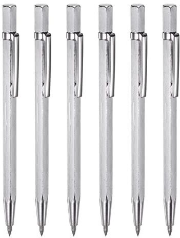 sourcing map 6Stk Wolfram Karbid Spitze Reißnadel mit Clip Legierung Radierung Stift Schnitzerei Kupferstecher Ritzung Geräte für Metall Glas Keramik Marmor