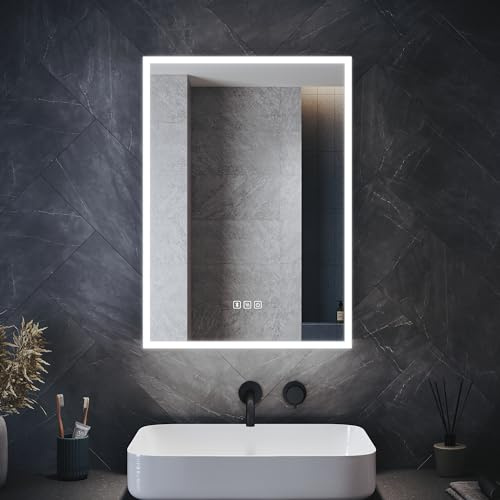 ELEGANT Bathroom Mirror Cabinet with LED Lights & Shaver Socket, 500x700mm | Bathroom Cabinet with Bluetooth Speaker & Demister Pad, Fully Assembled Wall Mounted Storage Cabinet for Fast Installation