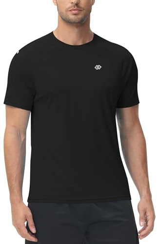 MoFiz Anti-UV T-shirt herr UPF 50+ Snabbtorkande T-shirt Rashguard Outdoor Surfing Skjorta, Svart, M