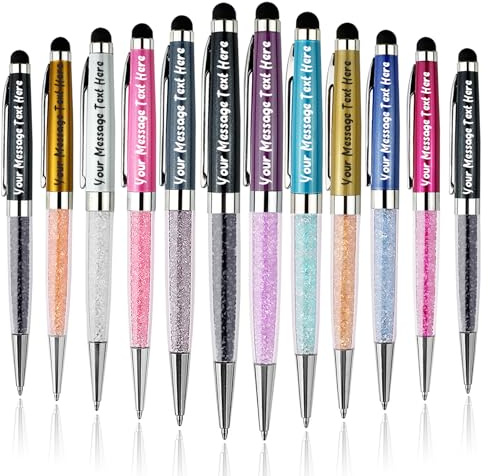 Stylos personnalisés avec stylet – Stylo à bille en métal personnalisé pour cadres, entreprises, enseignants, étudiants. Cadeau pour l'obtention d'un diplôme, le bureau, les amis, 12 pièces/paquet