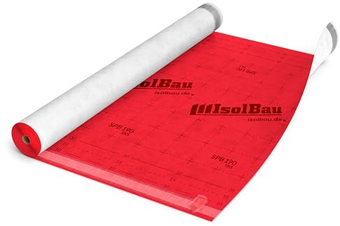 Isolbau Unterspannbahn SPB 190 SKS, 37.5 m² Rolle (1,5 x 25 m) - Selbstklebende Dachfolie 190 g/m² & 2 Klebestreifen - Dampfdurchlässige Unterdeckbahn, wasserdicht und witterungsbeständig