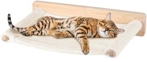 Katzenhängematte zur Wandmontage, Katzenhängematte, Stabiles Kängematten Katzen Wand bis zu 35kg, Kletterwand Katzen, Katzenbett zum Schlafen und Ausruhen -61 * 40 * 15cm – weiß