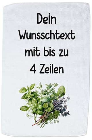 GRAZDesign Geschirrtuch Aufdruck selbst gestalten - Wunschtext - 60x40cm - weiß - personalisiert selber Bedrucken beschriftet