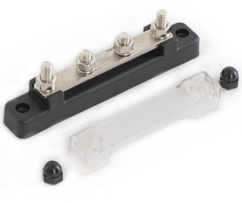 HAPPOW 12V Bus Bar, 12V-48V Bus Bar Power Distribution Block,150A Common Busbar Power Terminal Blocks with Dual M6 Studs and M4 Screws for Car, RV, Marine,Yachts (Black)