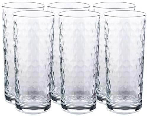 GRÄWE Trinkgläser Set, 6er Set, Wassergläser 300 ml, Longdrinkgläser, spülmaschinengeeignet, Saftgläser, Trinkgläser gemustert, Gläser für Cocktails