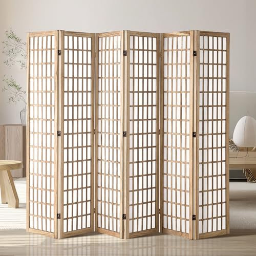 VEVOR Room Divider, 6 Panel Japanese Room Divider, Wood Folding Privacy Screen Indoor, Japanese Partition Dividers Portable Decoration Screens, for Room Separation Home Office Restaurant & Bedroom