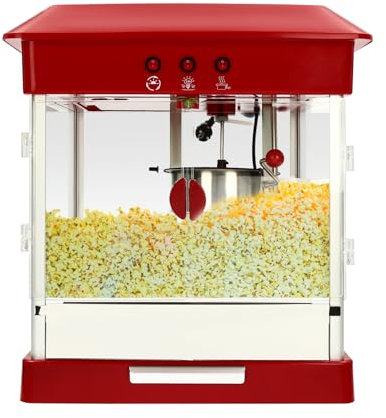 Popcornmaschine mit Heißluft, Theke, Popcornmaschine aus Edelstahl, 1200 W, elektrisch, antihaftbeschichtet, für Zuhause, 4-5 Minuten, 56 x 56 x 63 cm