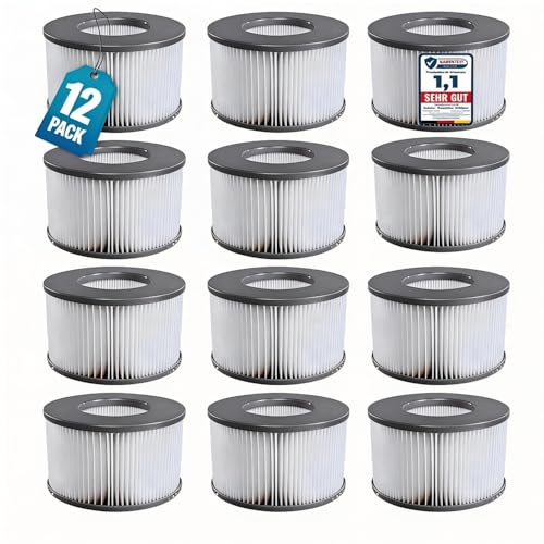 Dokkita 12er Set Ersatzfilter für MSPA Whirlpool-Filter-Kartuschen, Filter für Whirlpoal, für Heiße U-Boote und Spa, für Aufblasbare Pools - Wasserfilter Modell ab 2020