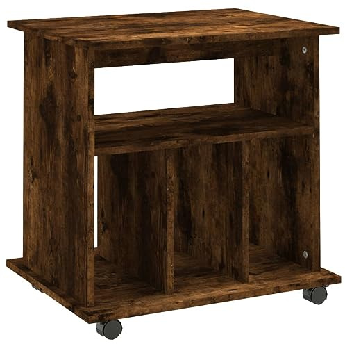 HETFTJN Mobile Dispensa Armadio Basso da Esterno Armadio Officina Credenza Cucina Alta - Armadietto con Ruote Rovere Fumo 60x45x60 cm Legno Multistrato per Sala Studio Cucina Camera Di Servizio