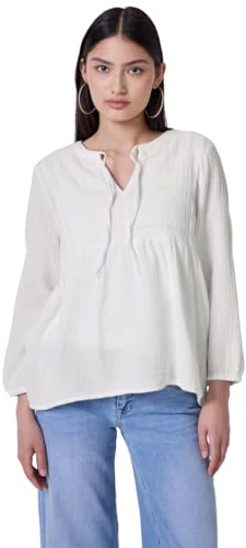 Street One Studio F345672 Tunica in Mussola con Ricamo, Bianco Sporco, 48 Donna