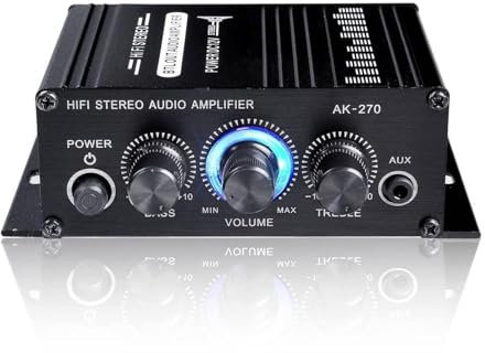 Amplificatore, AK270 400W 12V Hifi Amplificatore di potenza Stereo Home Car BASS Amplificatore Lettore musicale Altoparlante for auto Classe D Car Home Sound Power Amp AUX per auto, casa(12V adapter f
