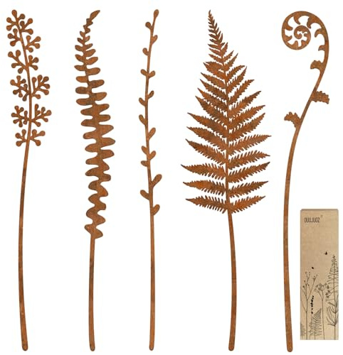 OUUJUOZ Metal Flowers for Outside,Garden Stakes Decorative,Flower Bed Decor Plant Stakes,Garden Statues Outdoor Clearance,Metal Yard Art Outdoor,Plant Decorations for Pots