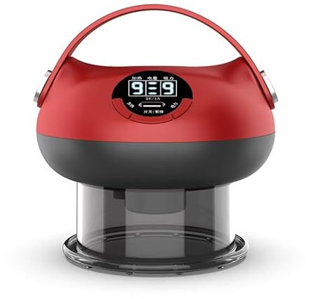 Ventouses électriques avec 9 niveaux de température et d'aspiration, massage intelligent par ventouses et grattage pour le cou, les épaules, le dos, les jambes et le corps (rouge)