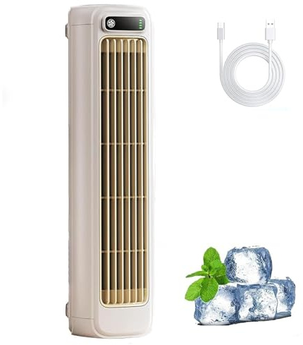 Cooling Ace Mini climatiseur portable silencieux avec 3 vitesses et écran tactile LED, chargement USB, petit ventilateur de bureau pour la maison, le bureau, la chambre, les voyages (blanc)