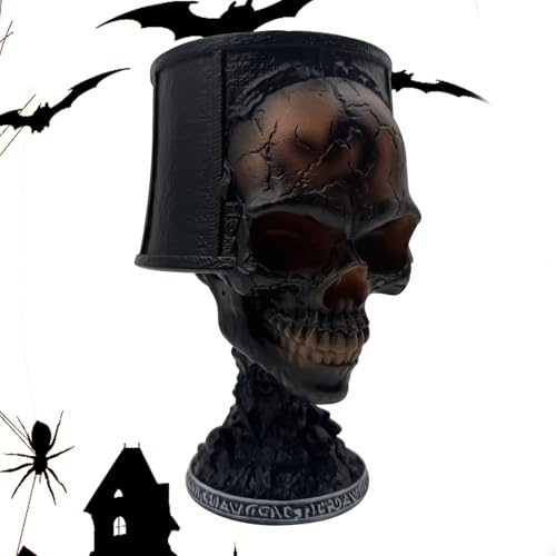 Bajbumgn Gotische Tischlampe,Totenkopf Tischlampe Halloween Beleuchtung - Halloween Deko Nachttischlampe Für Wohnzimmer Schlafzimmer Gotische Deko