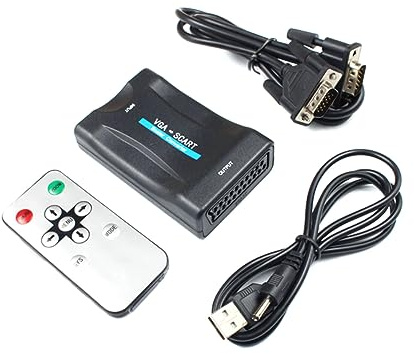 Operitacx VGA to Scart Converter Adapter for Projector Laptop and HDTV Video Converter Audio Support Compact Design for Home Theater and Office Use