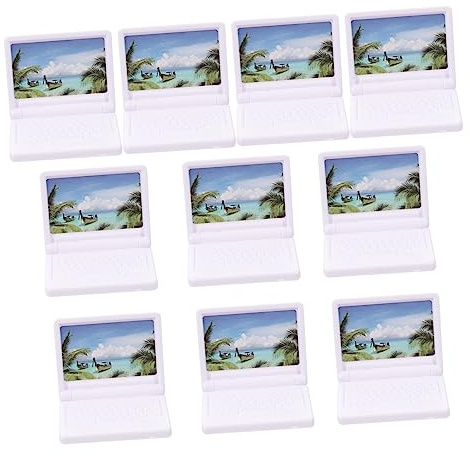 KONTONTY Miniature Laptop Model Mini Laptop Computer 10pcs Plastic Foldable Notebook for Dollhouse Decoration Micro Landscape DIY Craft Doll Office Accessories