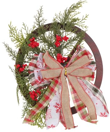 Garneck Weihnachtskranz Künstlich Für Haustür Blumenkranz Türdeko Schleifenkranz Für Weihnachten Winterdeko Zuhause Girlande Hängekranz
