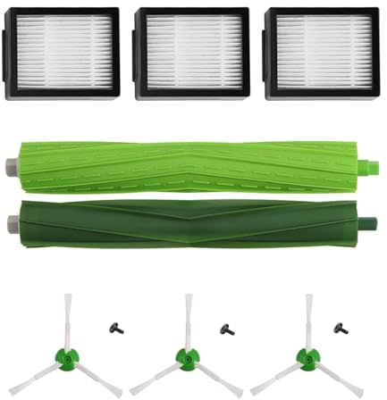 MultiAccesorios Kit de Recambios Compatible con Roomba Series i y e (E5 E6 E7 i1 i3 i4 i7 i7+ j7) – Accesorios Completos con 2 Cepillos Multisuperficie, 3 Cepillos Laterales y 3 Filtros HEPA