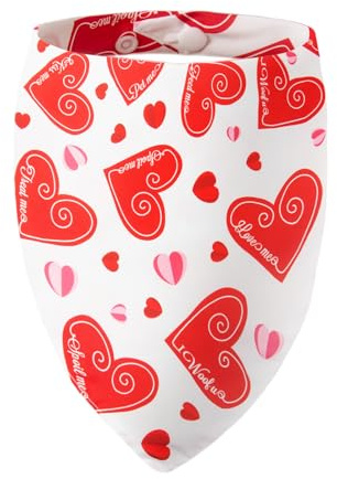 ICEMOOD Hunde-Bandana Valentinstag – Romantisches Herz mit Liebessprüchen, Verstellbarer Druckknopf, Geschenk, für mittelgroße & große Hunde (13–34 kg)