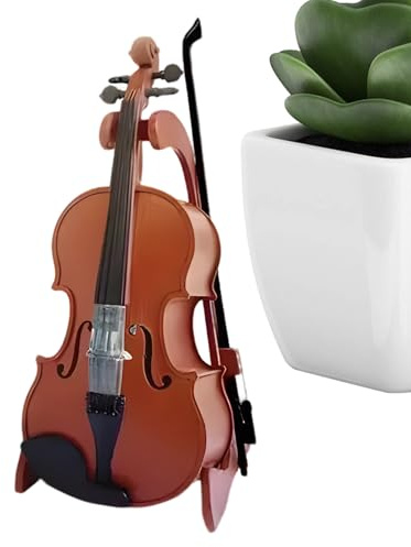 Tiny Violin - Mini strumento decorativo musicale, in resina, fatto a mano, attributo, elegante coda lunga, da collezione, per scrivania, libreria, ga