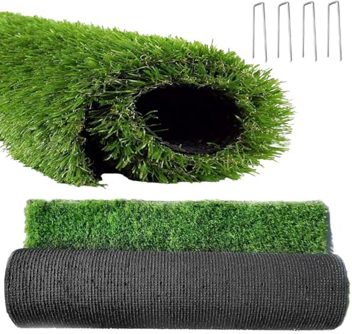 MEXYAT Artificial Turf,7x50 FT Realistic Fake Grass,Outdoor Indoor 1 Pile,Faux Grass Rug Landscape,with Drainage Holes,Easy to Clean, for Landscaping, Yards,Balcony and Pets