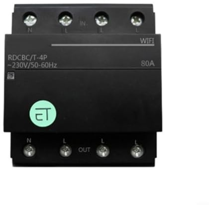 Interruptor de relé con temporizador inteligente, 4 P, 63 A, WiFi, control por aplicación, interruptor trifásico para domótica, negro (4P-63A)
