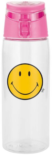 Zak Designs SMILEY drickflaska, transparent/fuchsia, 75 cl
