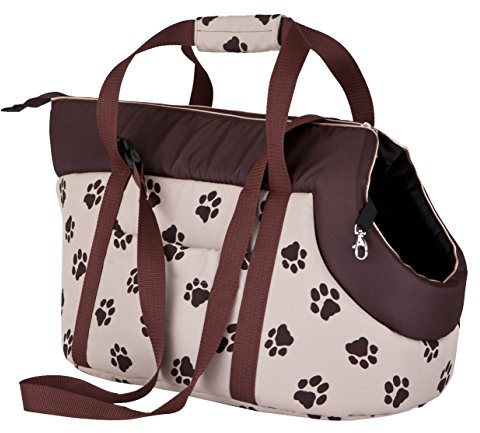 DOGGY Hobbydog TORBWL4 Hundetasche Tragetasche Katzentasche mit Pfoten, Größe 32 x 30 x 50 cm, beige