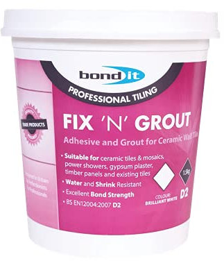 1.5Kg Brilliant White Fix 'N' Grout - Ready Mix Tile Adhesive & Grout