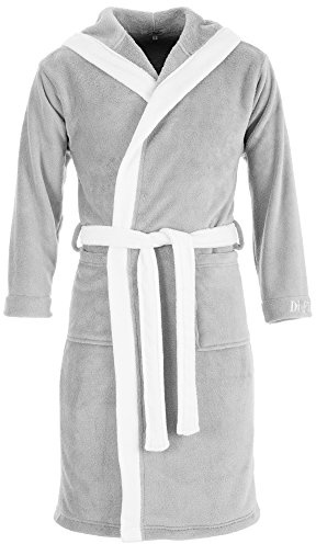 Di Ficchiano Monza badrock för män med huva I fluffig morgonrock I nattkläder av ädel mikrofiber I kimono med färg- och storleksurval S – 5XL I badrock Öko-Tex Standard 100, duva ecru, M